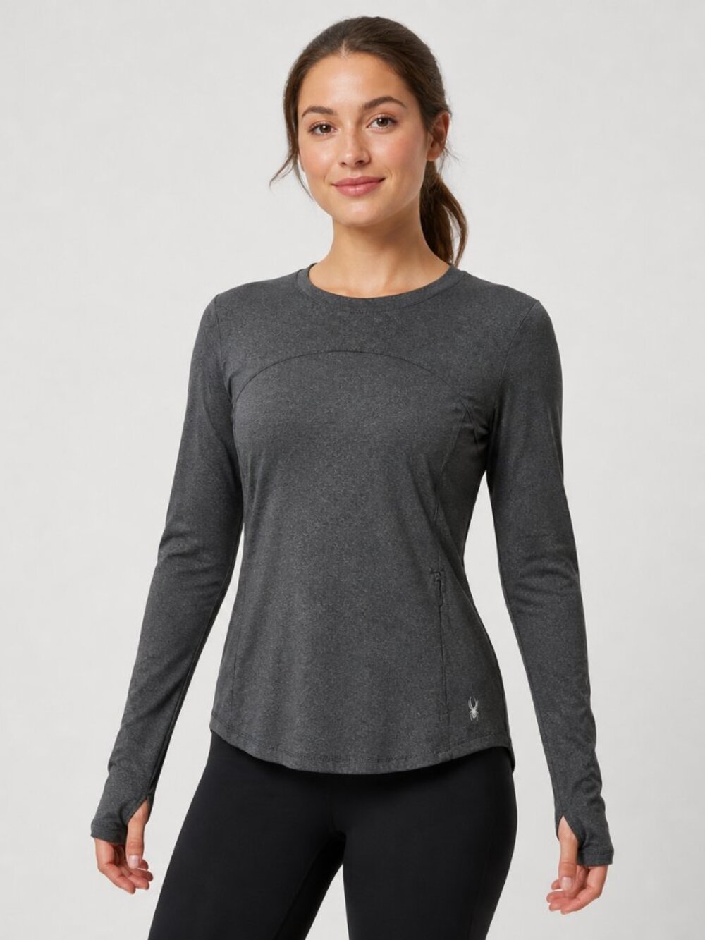 Spyder Active Women's Gray Long Sleeve Performance Shirt Size L Stretch